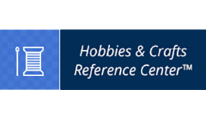 Hobbies and Crafts Reference Center database graphic in shades of blue